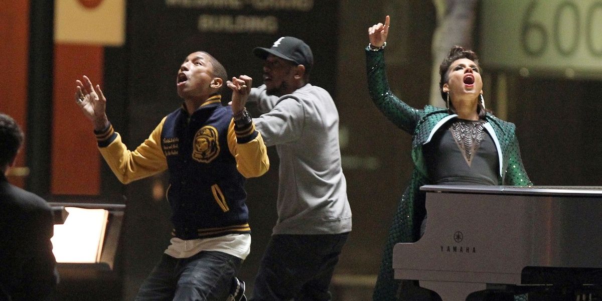 Alicia Keys, Kendrick Lamar, and Pharell singing It&rsquo;s On Again for The Amazing Spider-Man 2