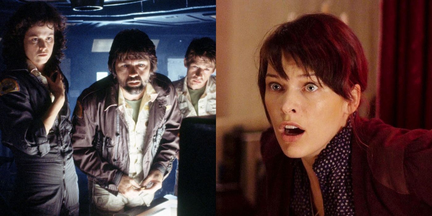 Split image of Ripley in Alien and Abbey in The Fourth Kind