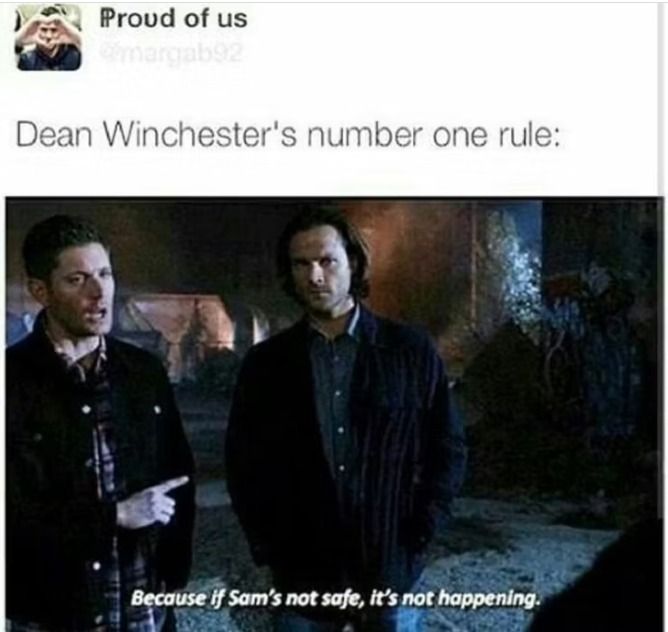 An image of Dean pointing to Sam in Supernatural