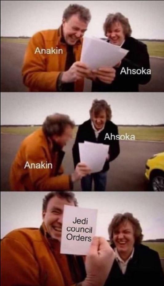 Anakin and Ahsoka Jedi Council meme