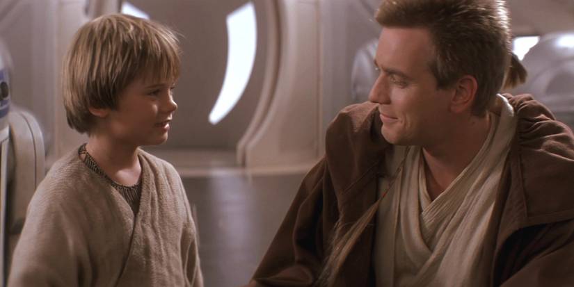Anakin Skywalker and Obi Wan Kenobi meeting in Star Wars: The Phantom Menace