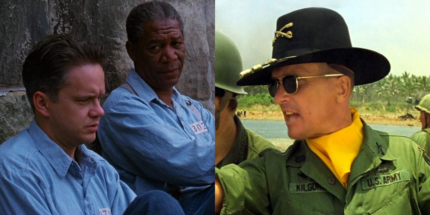 Andy and Ellis sitting together in The Shawshank Redpemption and Duvall pointing in Apocalypse Now