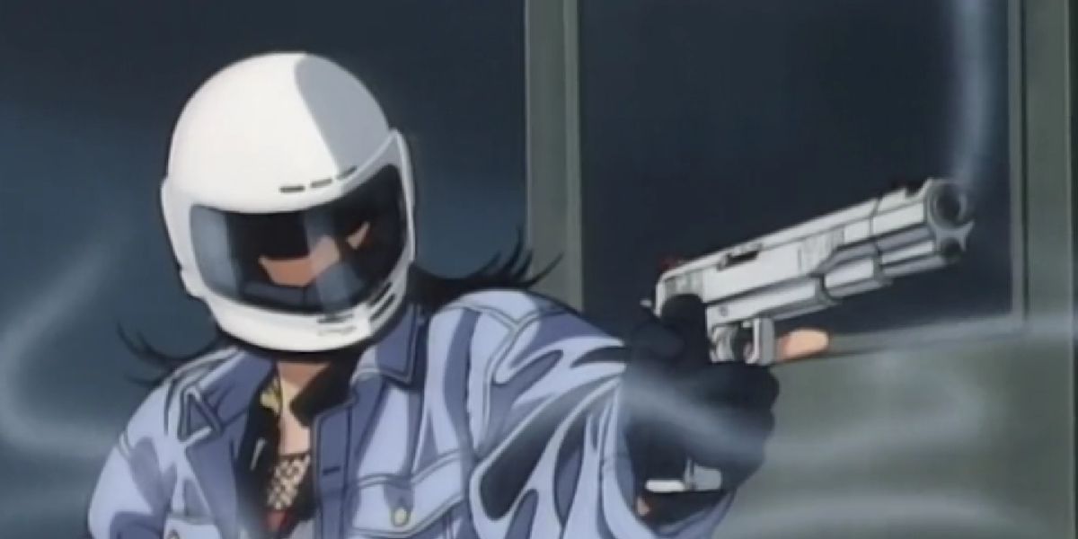 A still from the 90s anime series Angel Cop.