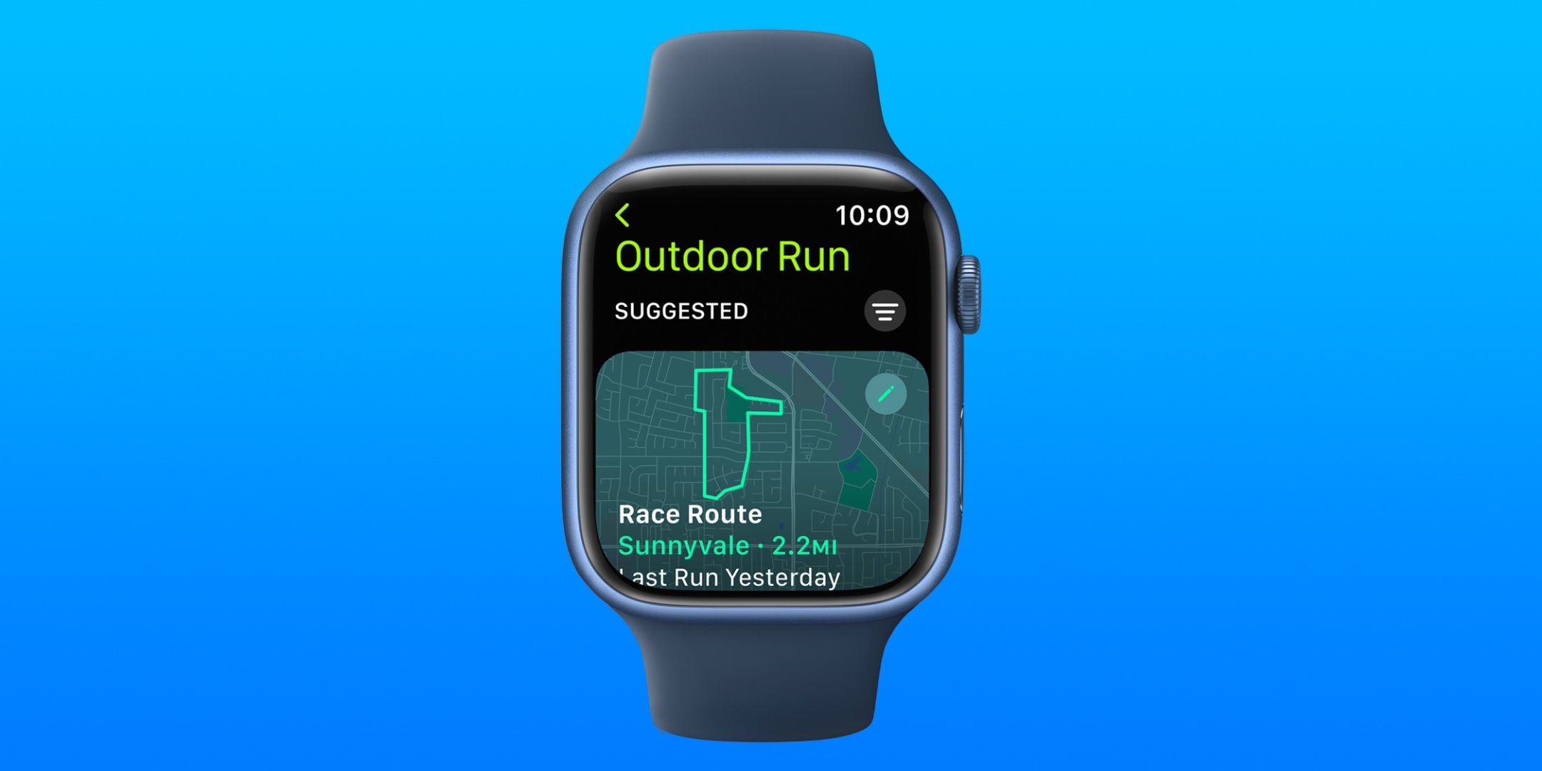 Apple Watch running with the fitness app.