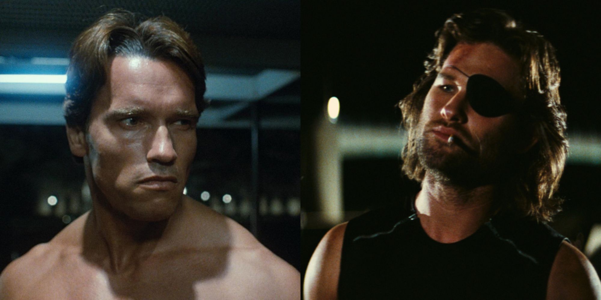 Split image showing the T800 in The Terminator and Snake in Escape from New York.