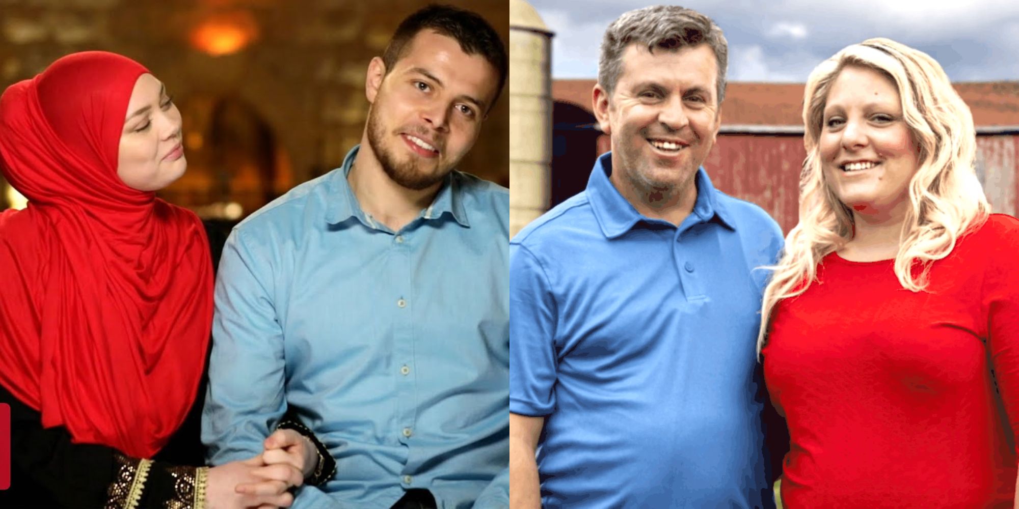Split image showing Avery and Omar and Anna and Mursel in 90 Day Fiancé.