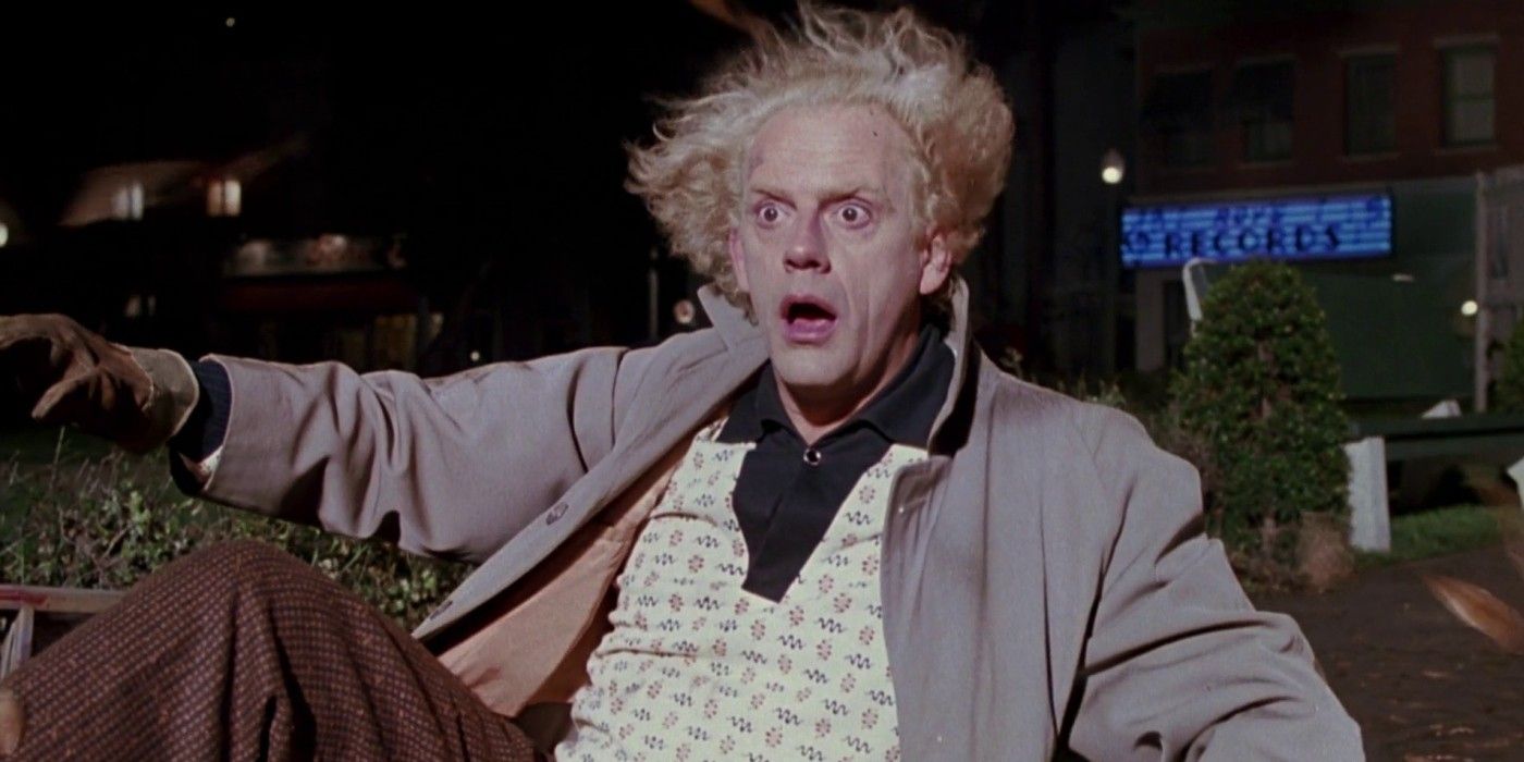 Doc Brown maravilhado em De Volta para o Futuro