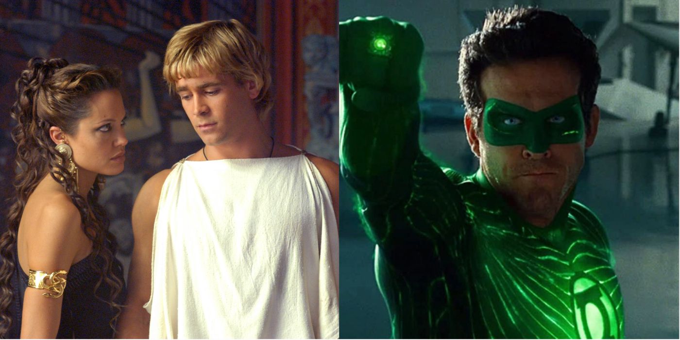 Split image showing scenes from Alexander and Green Lantern