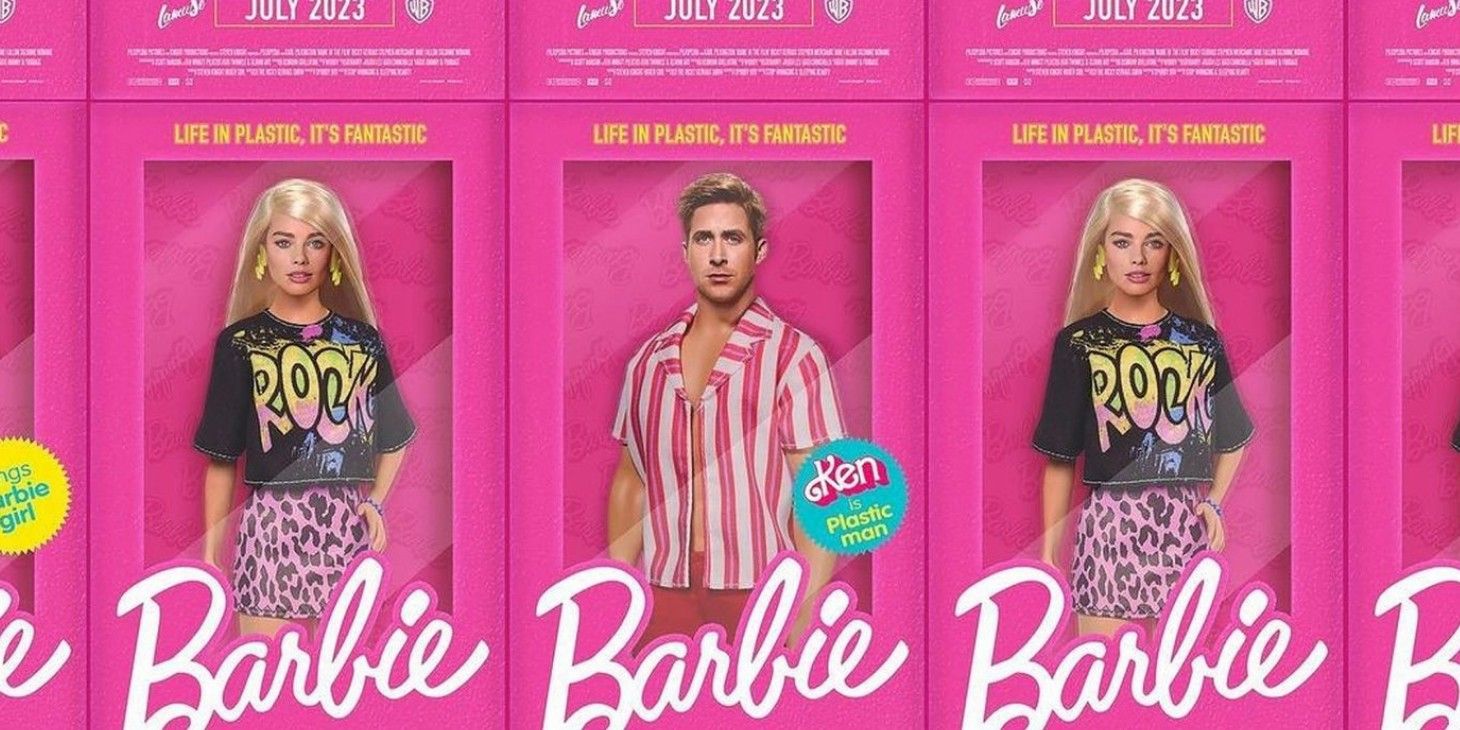 Barbie Movie Art Shows Robbie And Gosling As Plastic Dolls 