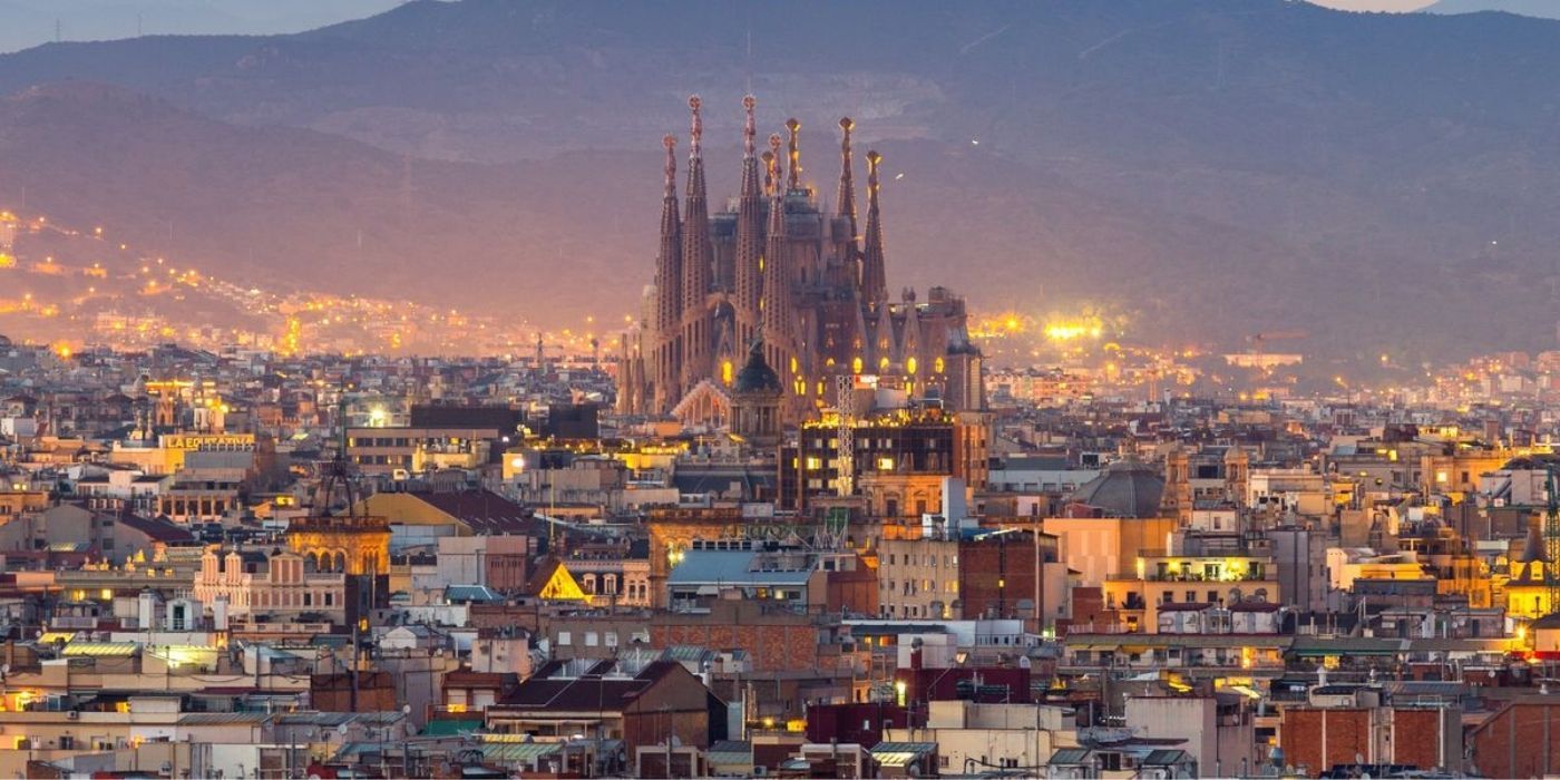 Wide shot of Barcelona.