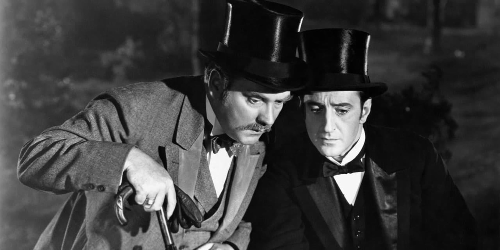 Basil Rathbone and Nigel Bruce as Sherlock Holmes and John Watson in The House Of Fear 1945