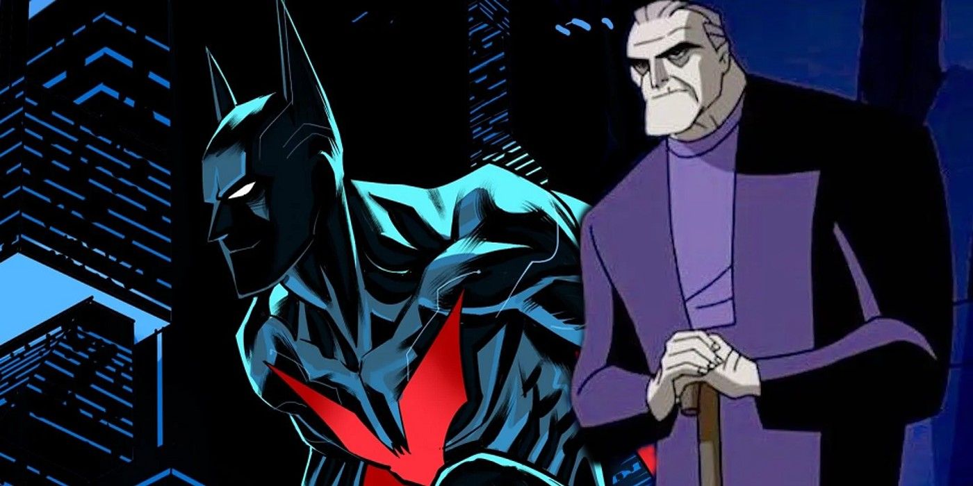 Composite image: comic book art of a man in a black body suit with a red bat on his chest and a screengrab of a cartoon image of an older white man using a can.
