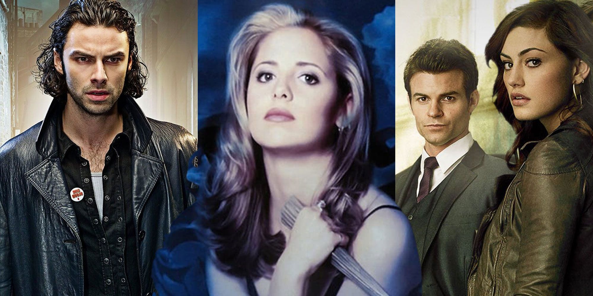 Three side by side images from TV shows about vampires.