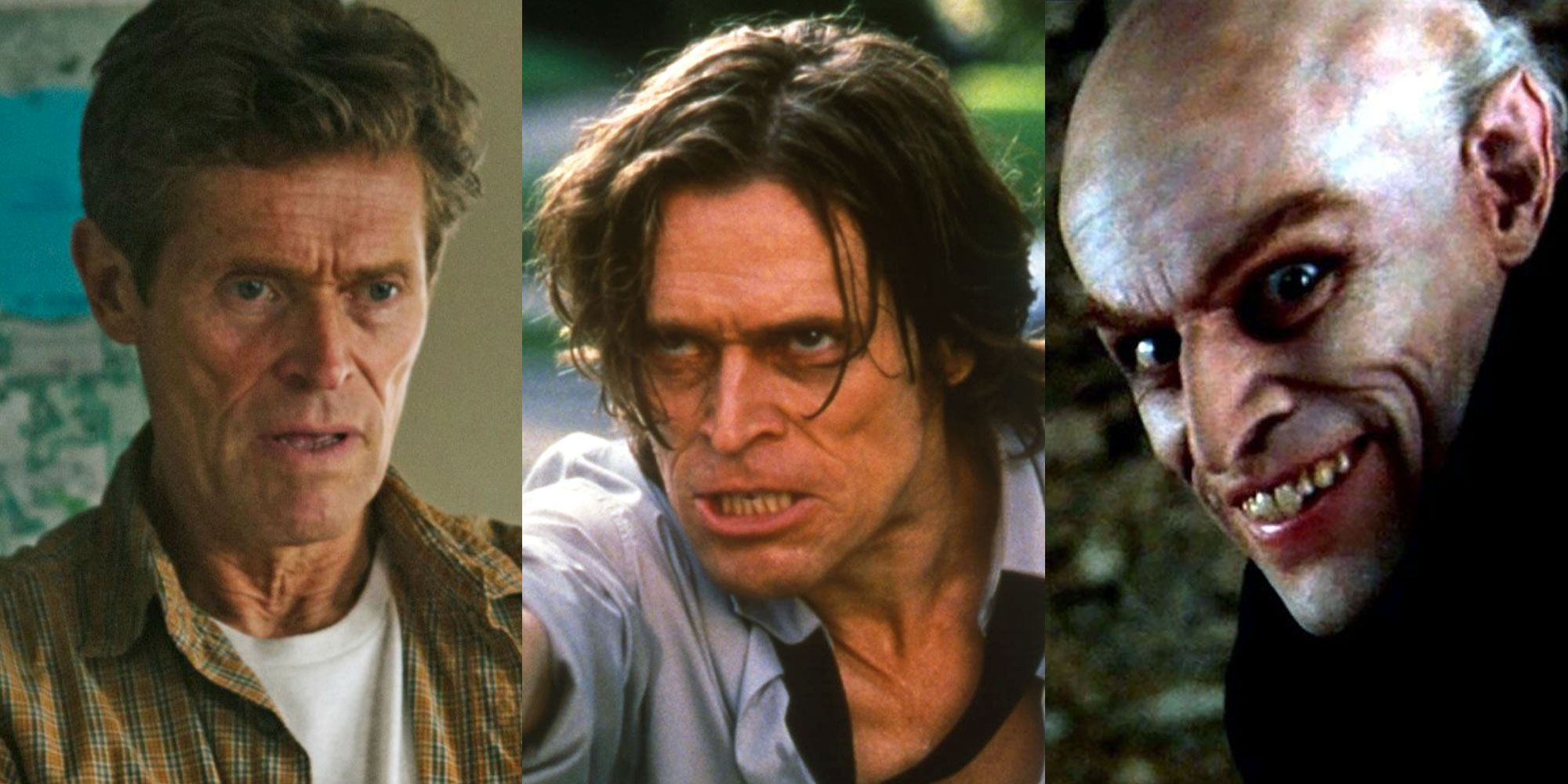 Three side by side images of Willem Dafoe