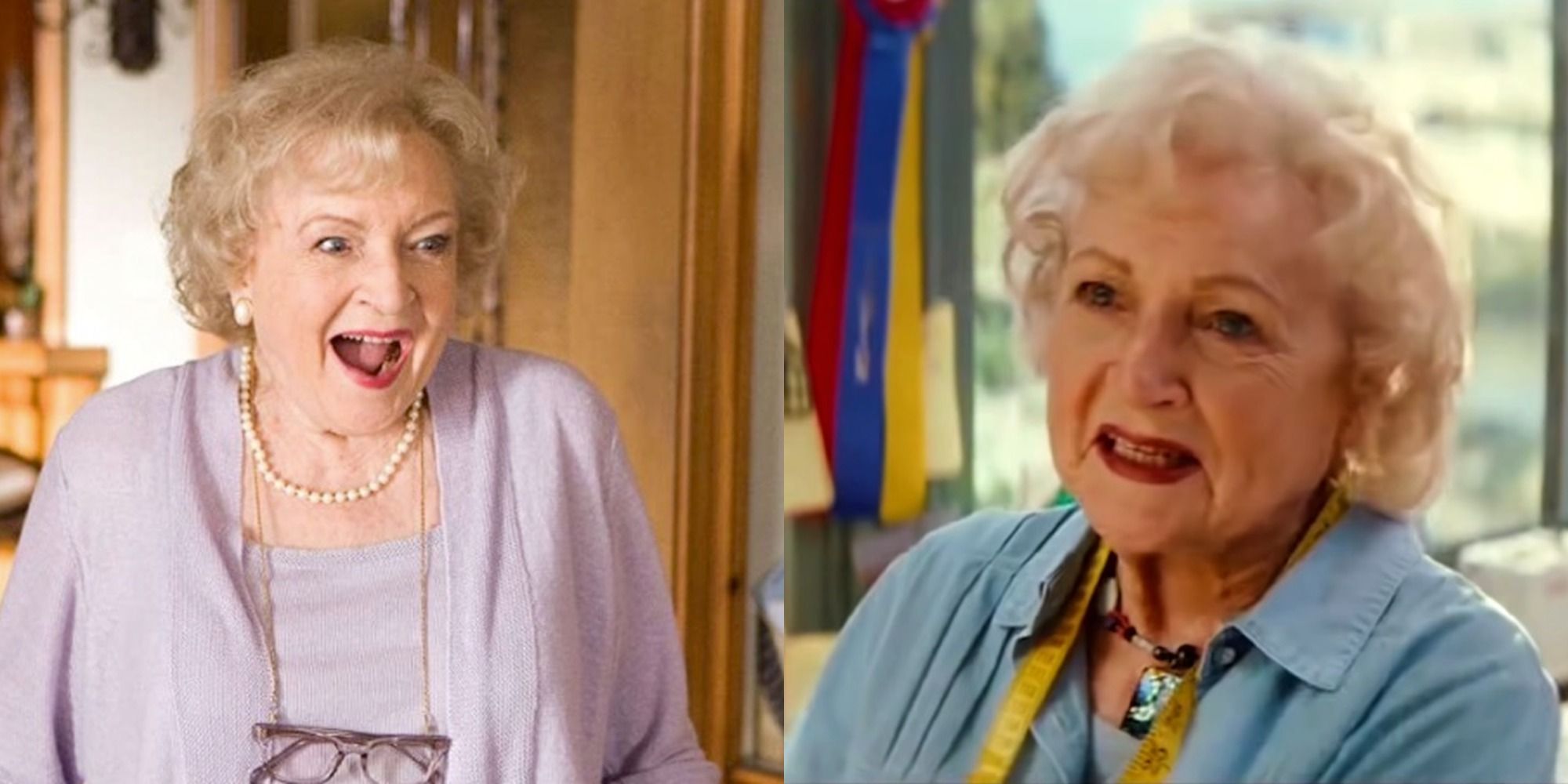 Split image of Betty White in You Again and in The Proposal