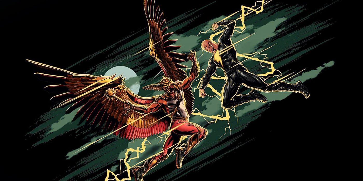 Dwayne Johnson’s Black Adam Battles Hawkman in Official DC Movie Art