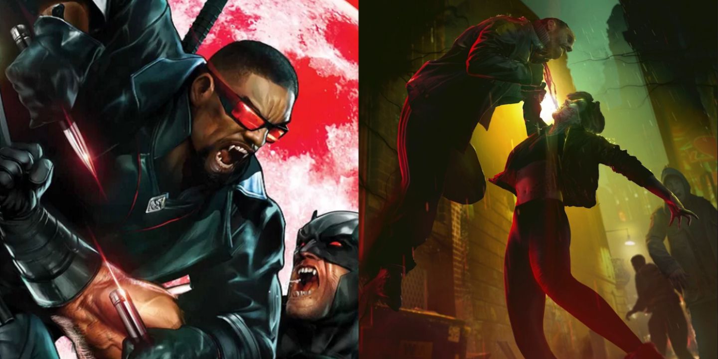 Blade In Vampire The Masquerade collage image. (Blade vs. Wolverine) (VTM Promo Image)