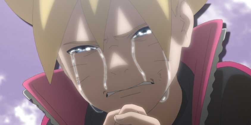 Boruto crying from the anime series.
