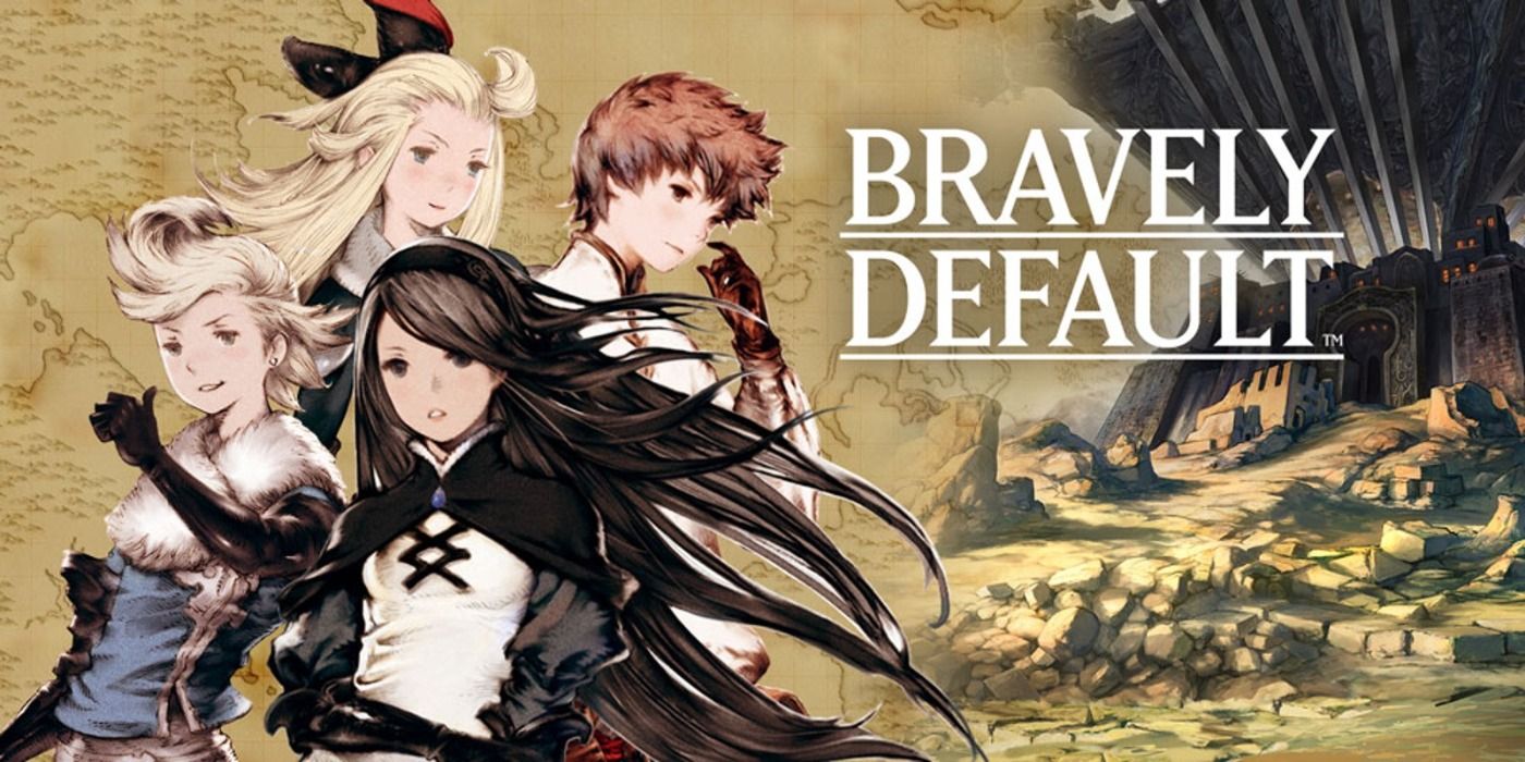 Os quatro heróis protagonistas de Bravely Default na arte principal.