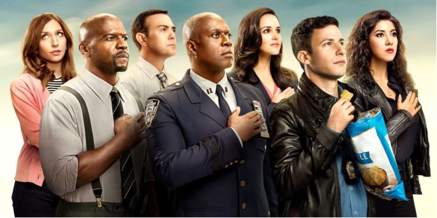Brooklyn 99 cast stood with their hands over their hearts