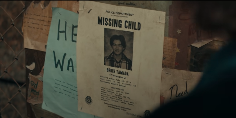 Bruce Yamada in missing person posters of victims of The Grabber in The Black Phone