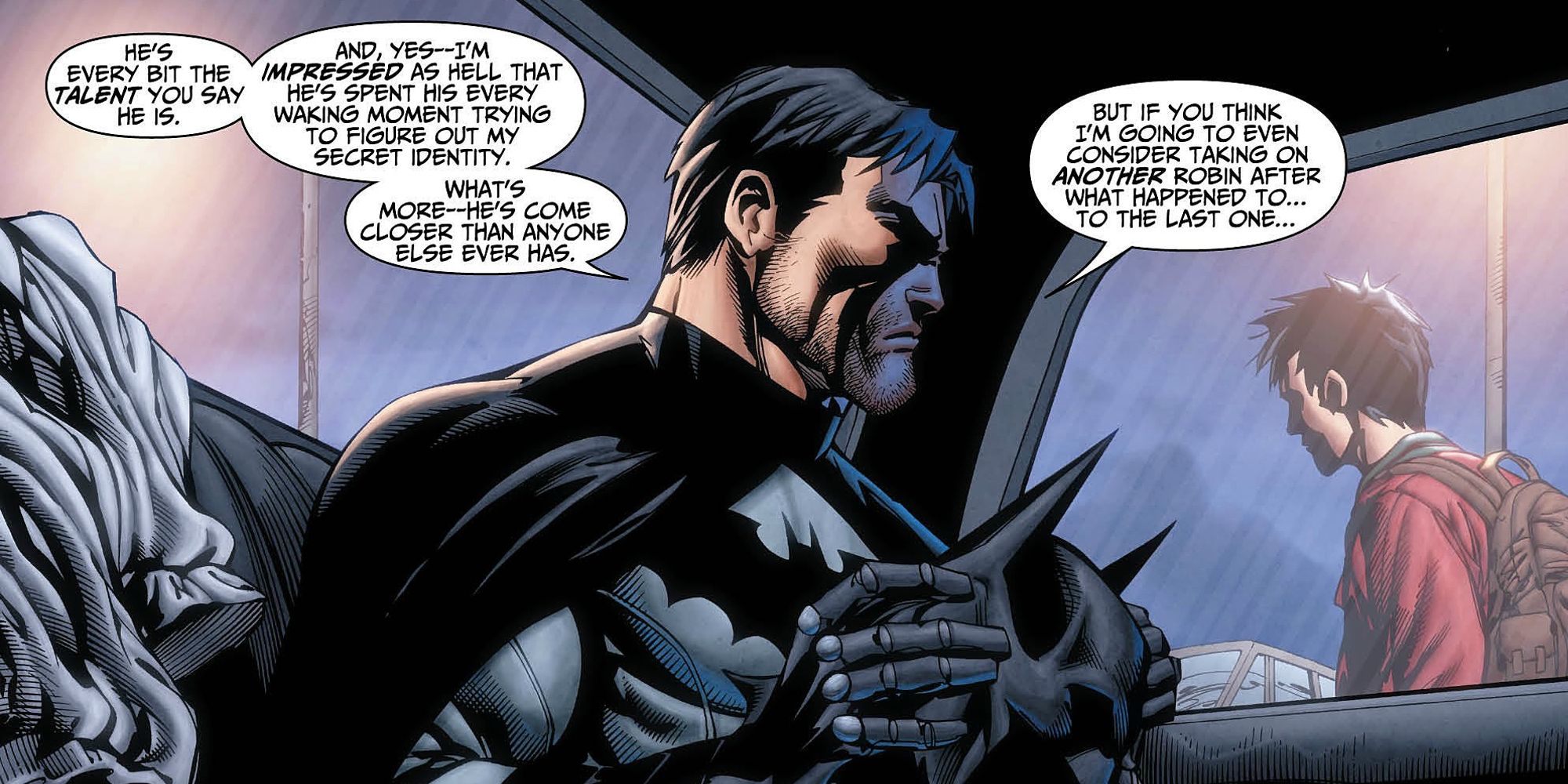 Bruce Wayne commending Tim Drakes skills in Teen Titans 0