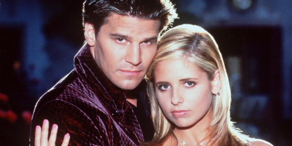 Buffy standing with Angel