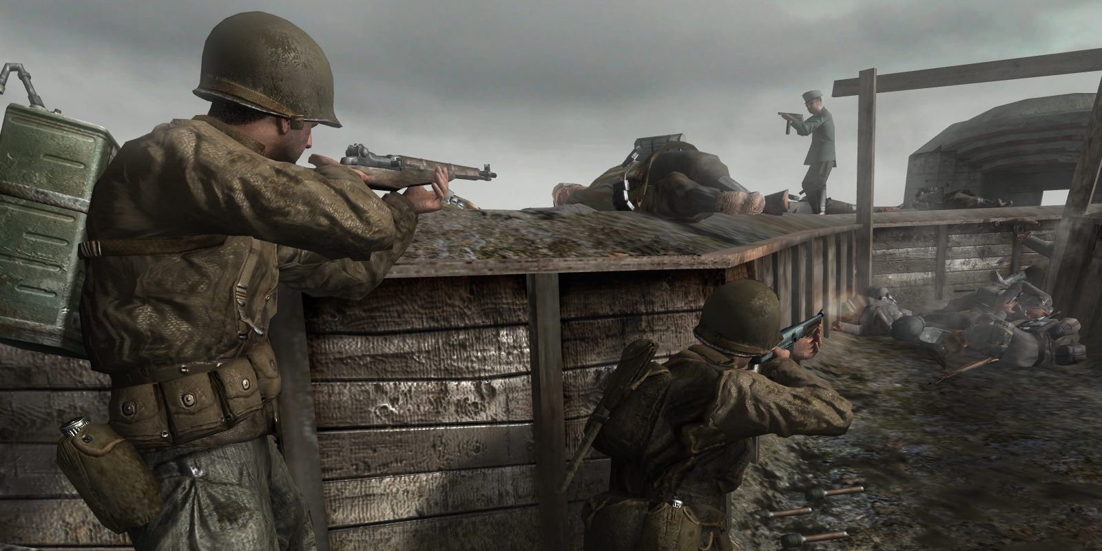 Normandy invasion mission gameplay in Call of Duty 2