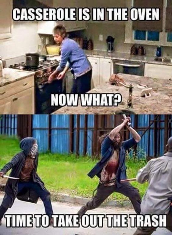 Meme about Carol in The Walking Dead. 