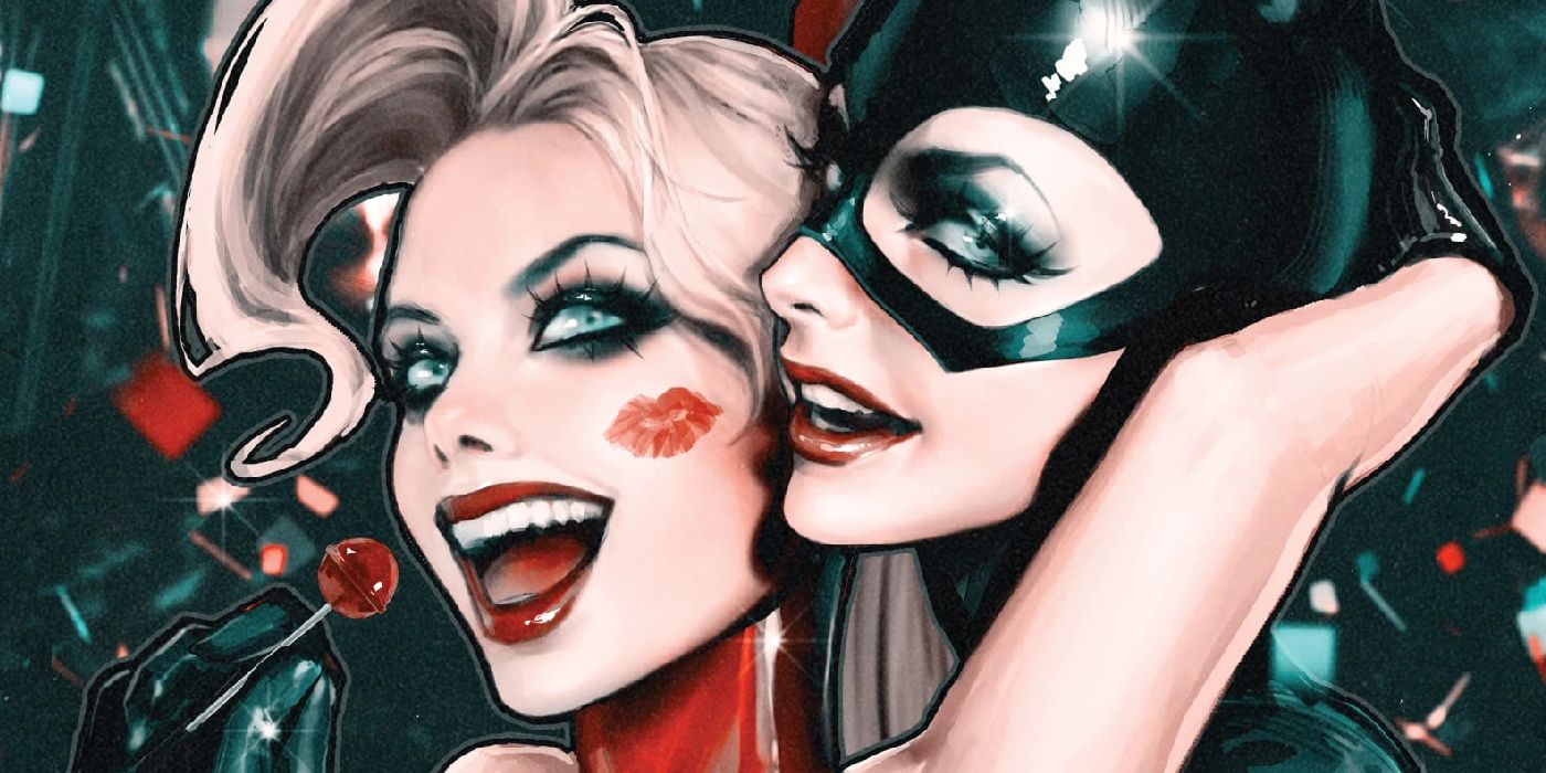 Cover insinuating relationship between Catwoman and Harley Quinn.