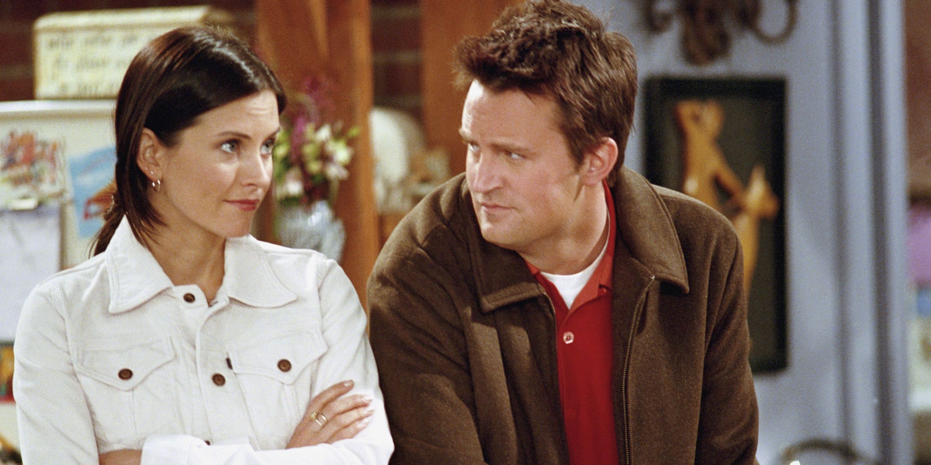 Chandler looking at Monica in Friends Cropped