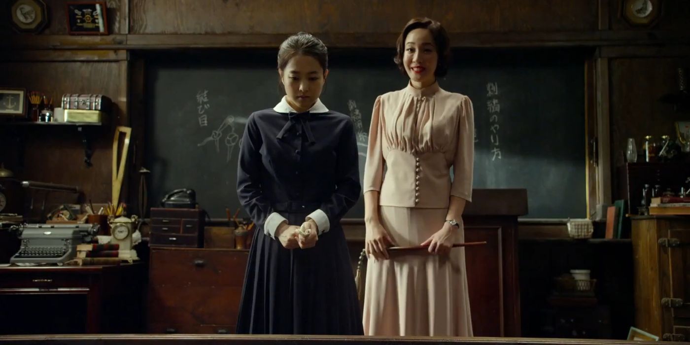 Two women standing next to each other in the film The Silenced.
