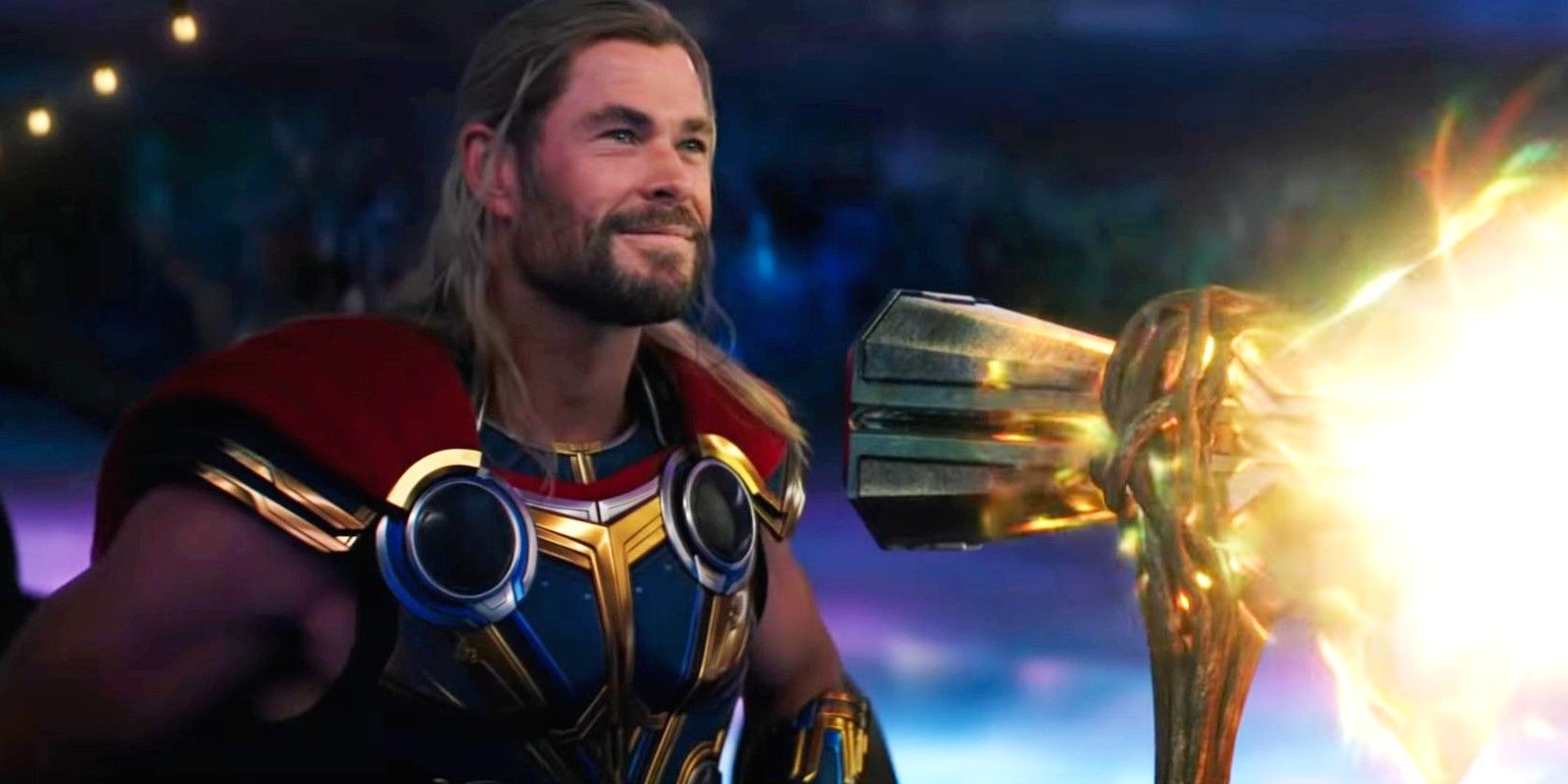 Chris Hemsworth as Thor with Stormbreaker in Love and Thunder
