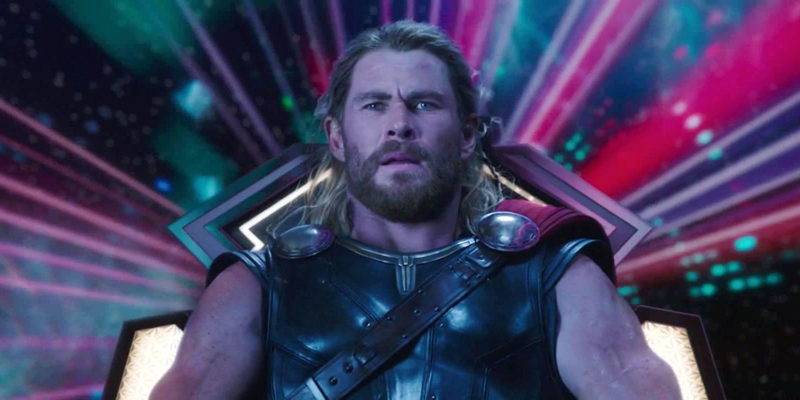Chris Hemsworth as Thor looking concerned in Thor Ragnarok