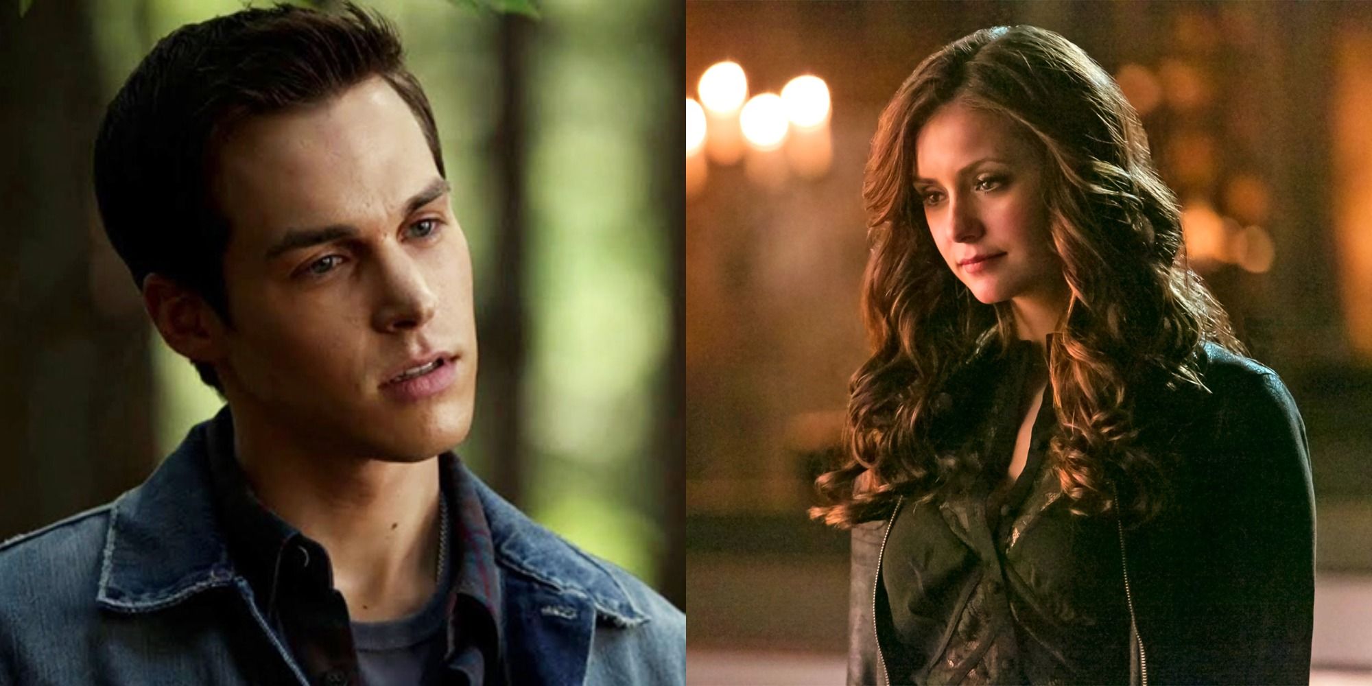 Split image showing Kai and Katherine in The Vampire Diaries.