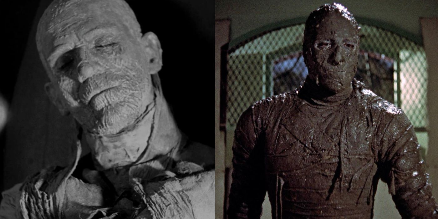 Collage Image. On the left The Mummy 1932 and on the right The Mummy 1959.
