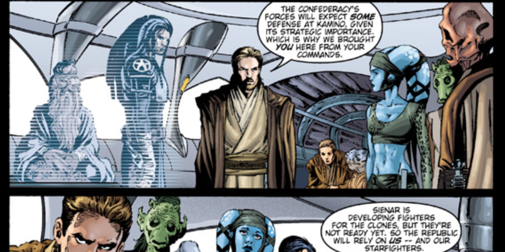 Obi-Wan gives orders to Jedi In Star Wars comics.