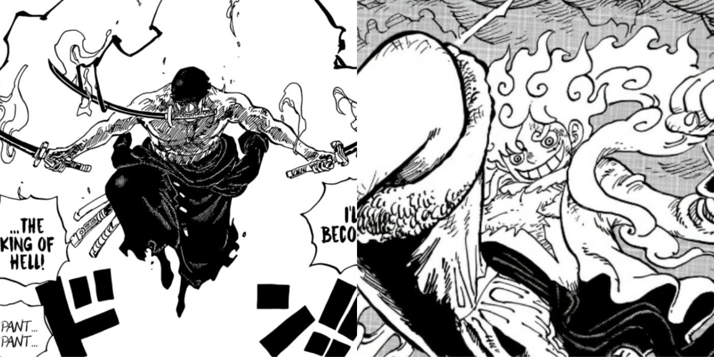 Zoro and Luffy split image in Wano arc.