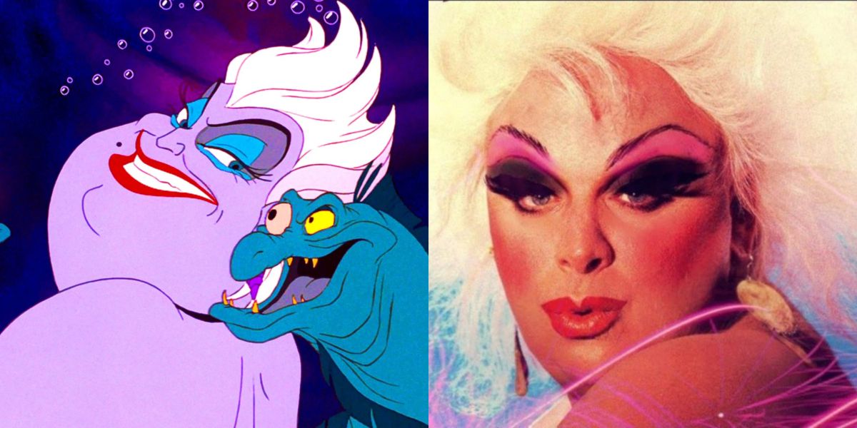 Side by side images of Ursula from the Little Mermaid and Divine.