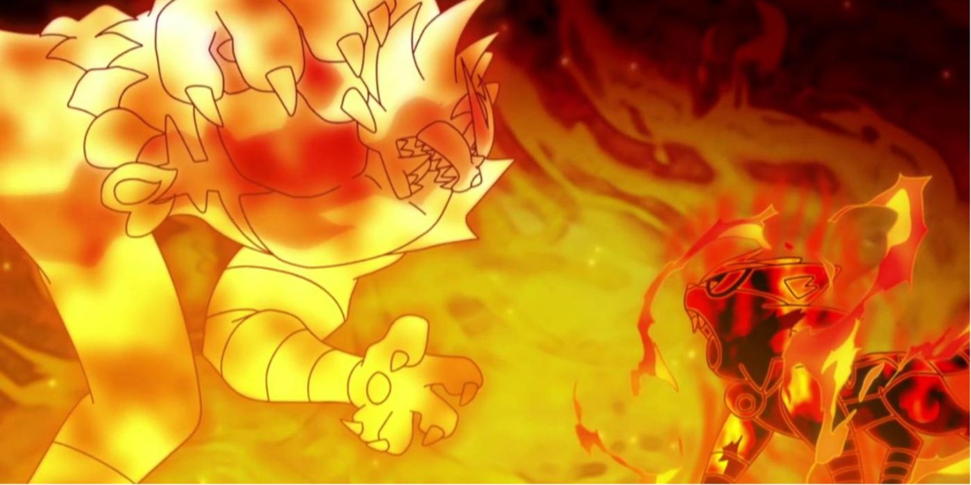 Incineroar and Torracat battle in Pokemon
