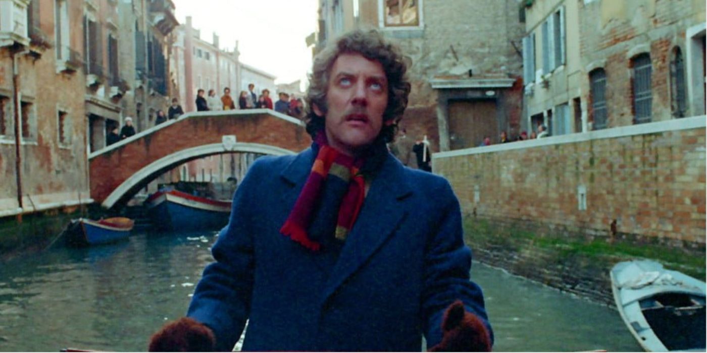 Donald Sutherland on the Venice canals in Don't Look Now
