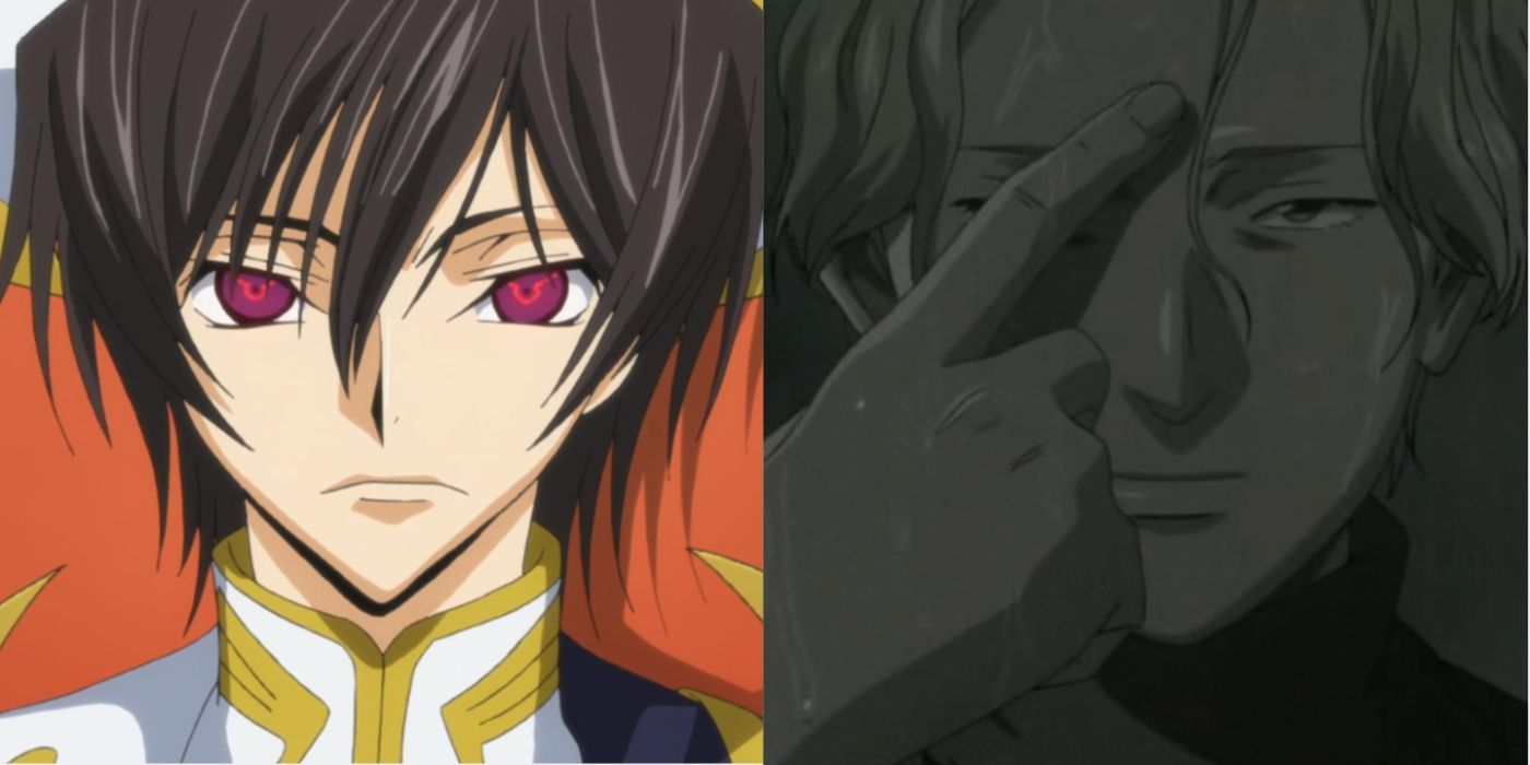 A split image of Lelouch and Johan.