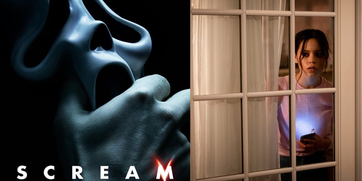 Split Image Scream 2022 Movie Poster and Tara On the Phone