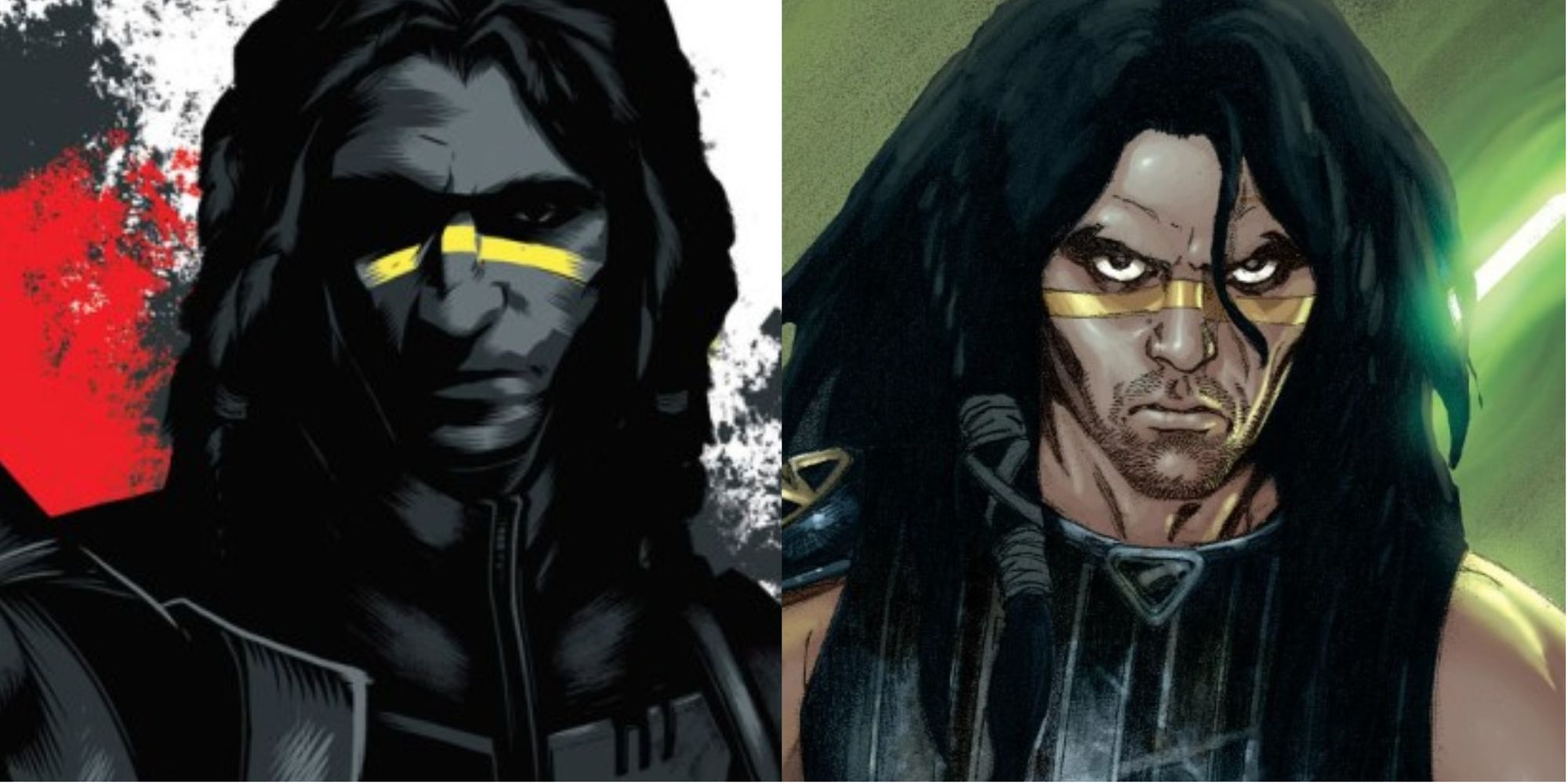 A split image of Quinlan Vos from Star Wars: Dark Disciple and Star Wars: Republic.