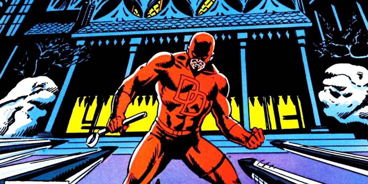 Daredevil looks shocked as arrows fly towards him