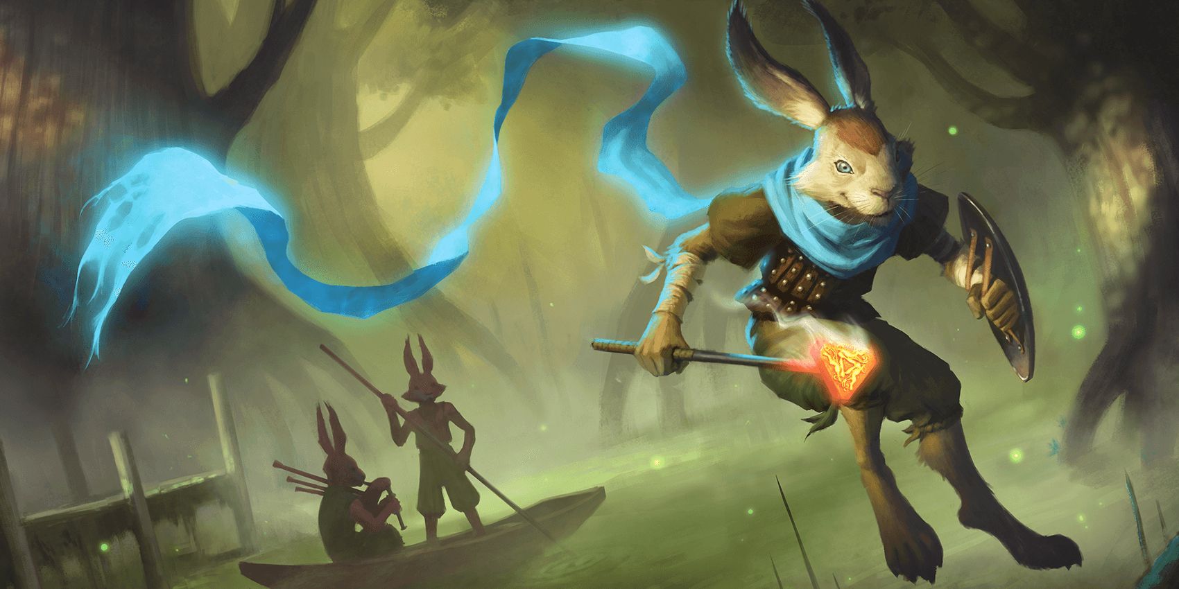 A D&amp;D Harengon hopping through a swamp