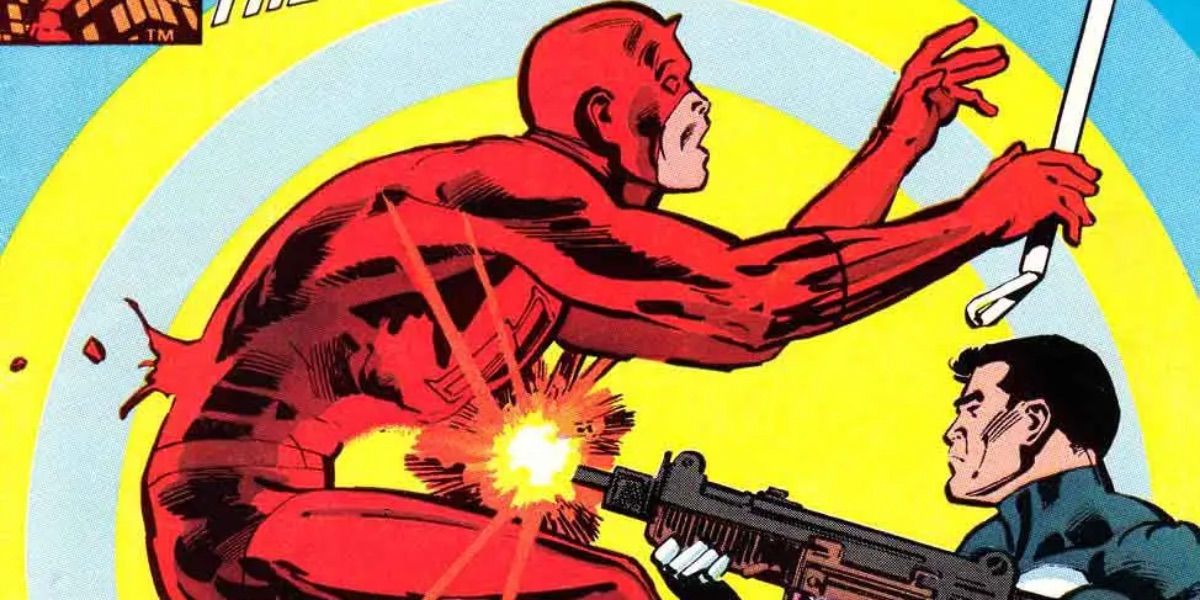 Punisher shoots Daredevil from Daredevil 183