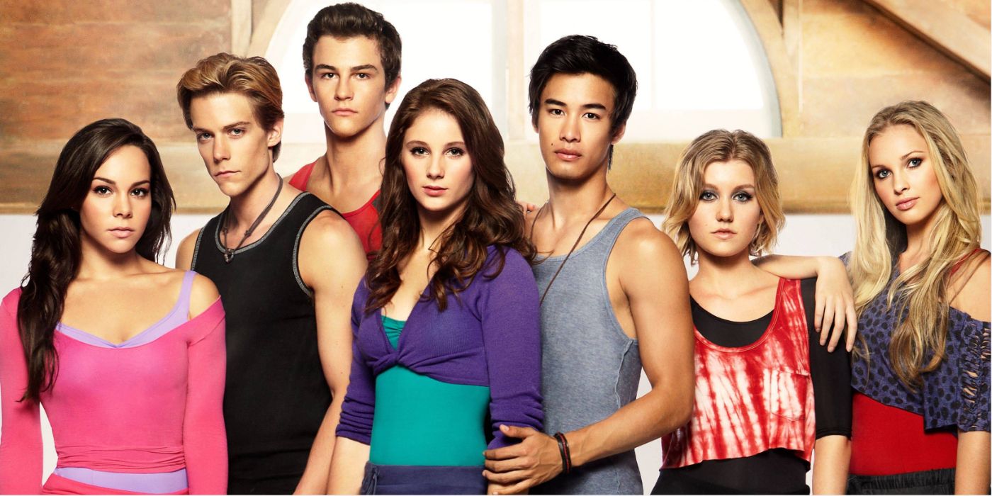 Abigail, Ethan, Ben, Tara, Christian, Grace, and Kat posing for Dance Academy.