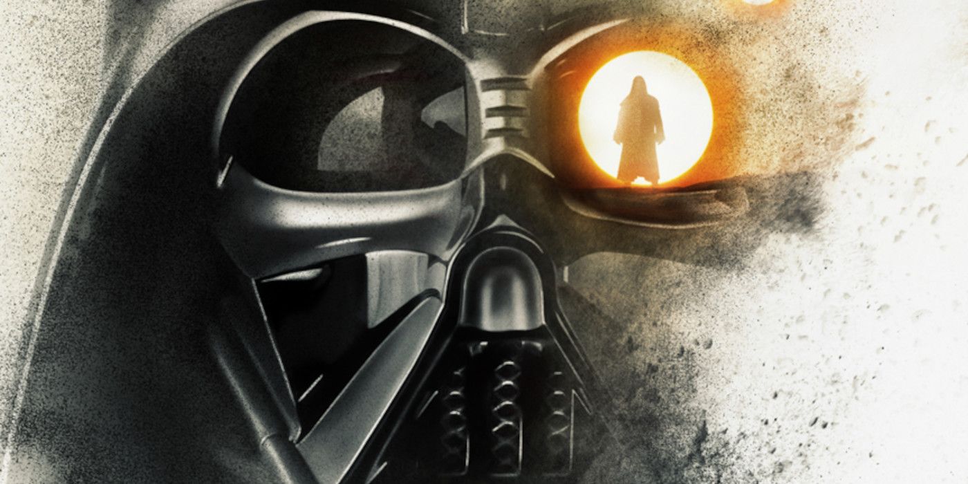 Close Up of Darth Vader's Helmet in Obi-Wan Kenobi with small image of Obi-Wan reflected in eye