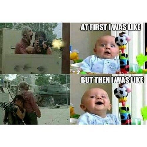 Meme about Daryl from The Walking Dead. 